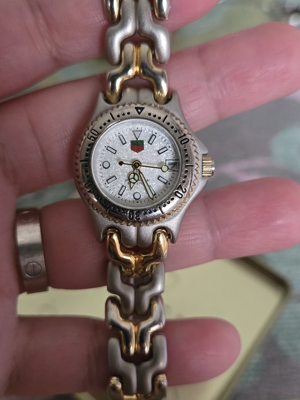 Tag Heuer Two-Tone Gold & Silver Women's Link Watch with White Dial